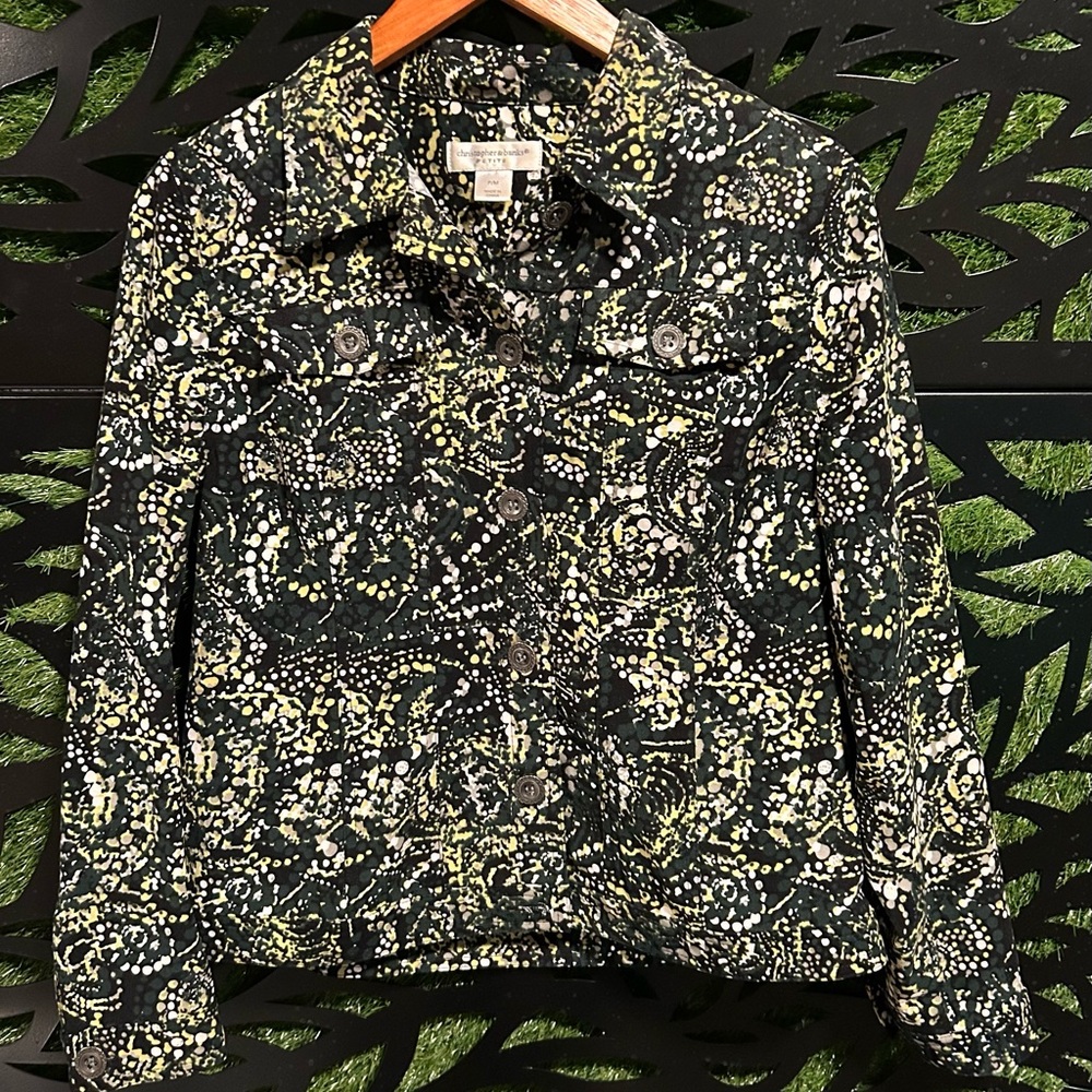 Christopher & Banks Petite Black and Green Soft Shacket, Women's PM